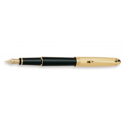 AURORA 88 BLACK BARREL WITH GOLD PLATED CAP FOUNTAIN PEN