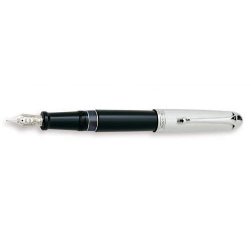 AURORA 88 BIG BLACK BARREL WITH CHROME CAP FOUNTAIN PEN