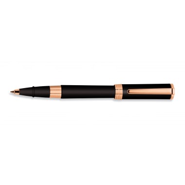 AURORA TU CAP BLACK AND ROSE GOLD TRIMS ROLLERBALL