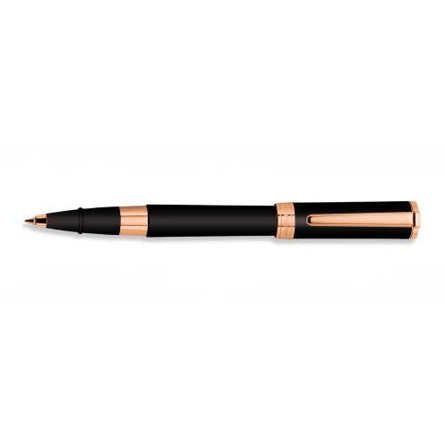 AURORA TU CAP BLACK AND ROSE GOLD TRIMS ROLLERBALL