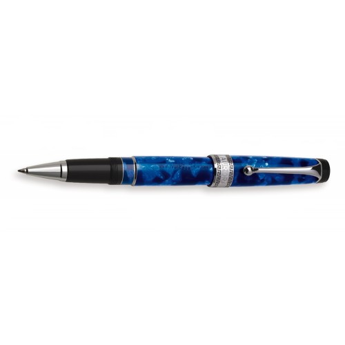 AURORA OPTIMA ROLLERBALL IN BLUE AUROLOIDE WITH CHROME TRIMS