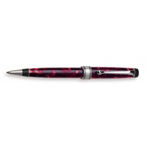 AURORA OPTIMA BALLPOINT PEN IN BORDEAUX AUROLOIDE WITH CHROME TRIMS