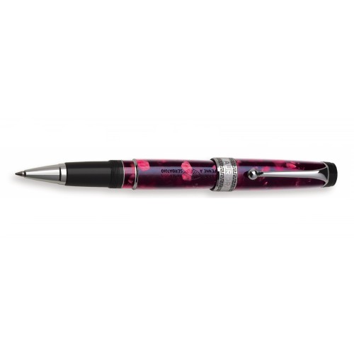 AURORA OPTIMA ROLLERBALL IN BORDEAUX AUROLOIDE WITH CHROME TRIMS