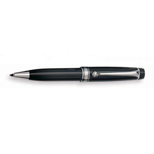 AURORA MINI OPTIMA BALLPOINT PEN IN BLACK AUROLOIDE WITH CHROME TRIMS