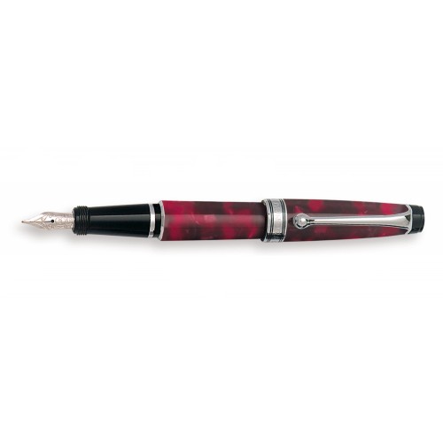 AURORA MINI OPTIMA FOUNTAIN PEN IN BORDEAUX AUROLOIDE WITH CHROME TRIMS