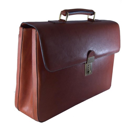 DELL'GA BORSA 2 SOFFIETTI CENTER MARRONE CHIARO