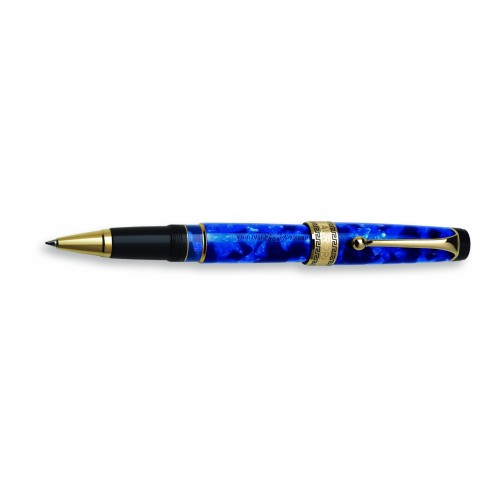 AURORA OPTIMA ROLLERBALL IN BLUE AUROLOIDE WITH GOLD PLATED TRIMS