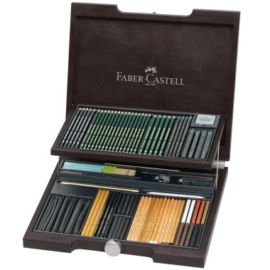 FABER-CASTELL VALIGETTA PER ARTISTI IN LEGNO PITT MONOCHROME