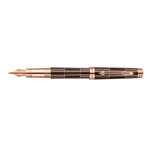 STILOGRAFICA PREMIER LUXURY MARRONE FINITURE ORO ROSA 