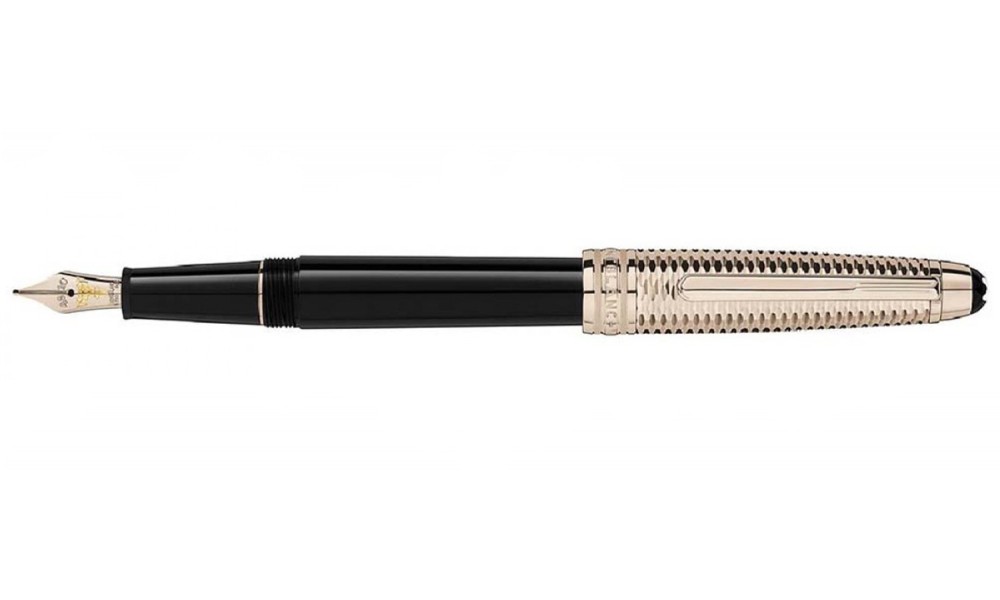 MONTBLANC MEISTERSTÜCK DOUÉ GEOMETRY FINITURA ORO CHAMPAGNE STILOGRAFICA CLASSOQUE 145