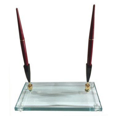 PEN HOLDER BASE With TWO Ballpoint Pen Bordeaux