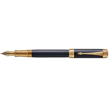 PARKER DUOFOLD PRESTIGE BLUE GT CHEVRON FOUNTAIN PEN