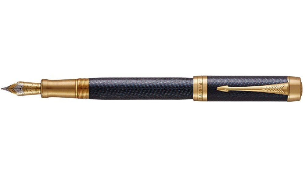 PARKER DUOFOLD PRESTIGE BLUE GT CHEVRON FOUNTAIN PEN