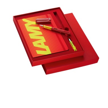 Lamy Al Star Glossy Red Stilografica  set con Notebook