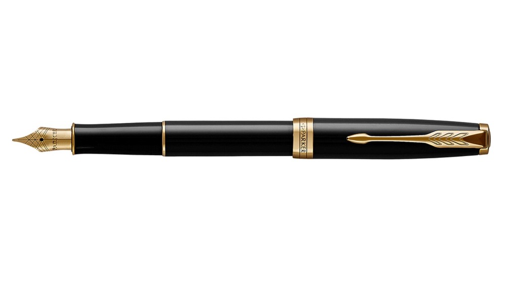 PARKER SONNET BLACK LACQUER GT FOUNTAIN PEN