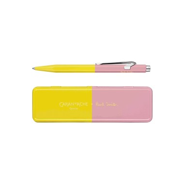 CARAN D'ACHE 849 PAUL SMITH Chartreuse Yellow & Rose Pink Ballpoint Pen